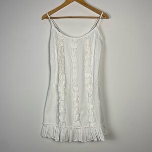 Tulum White Ruffled Spaghetti Strap Mini Dress Size‎ M NEW Cotton Beachy Travel